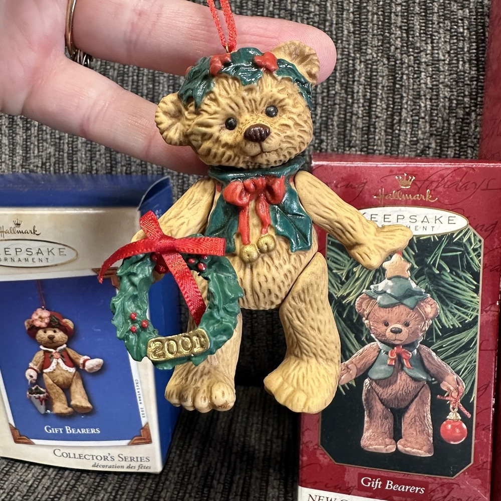 5 LOT Hallmark & Russ Bears Keepsake Christmas Ornament Gift Bearers Series - Picture 8 of 15